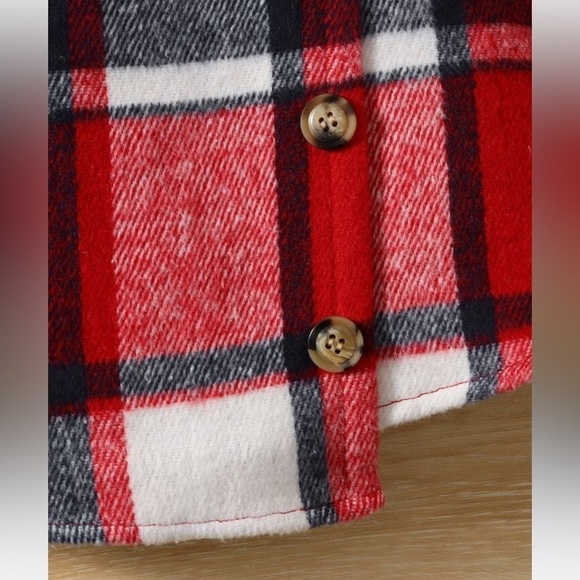 SHEIN | Fall Preppy Plaid Outfit For Toddler Size 6 RED - Picture 5 of 7